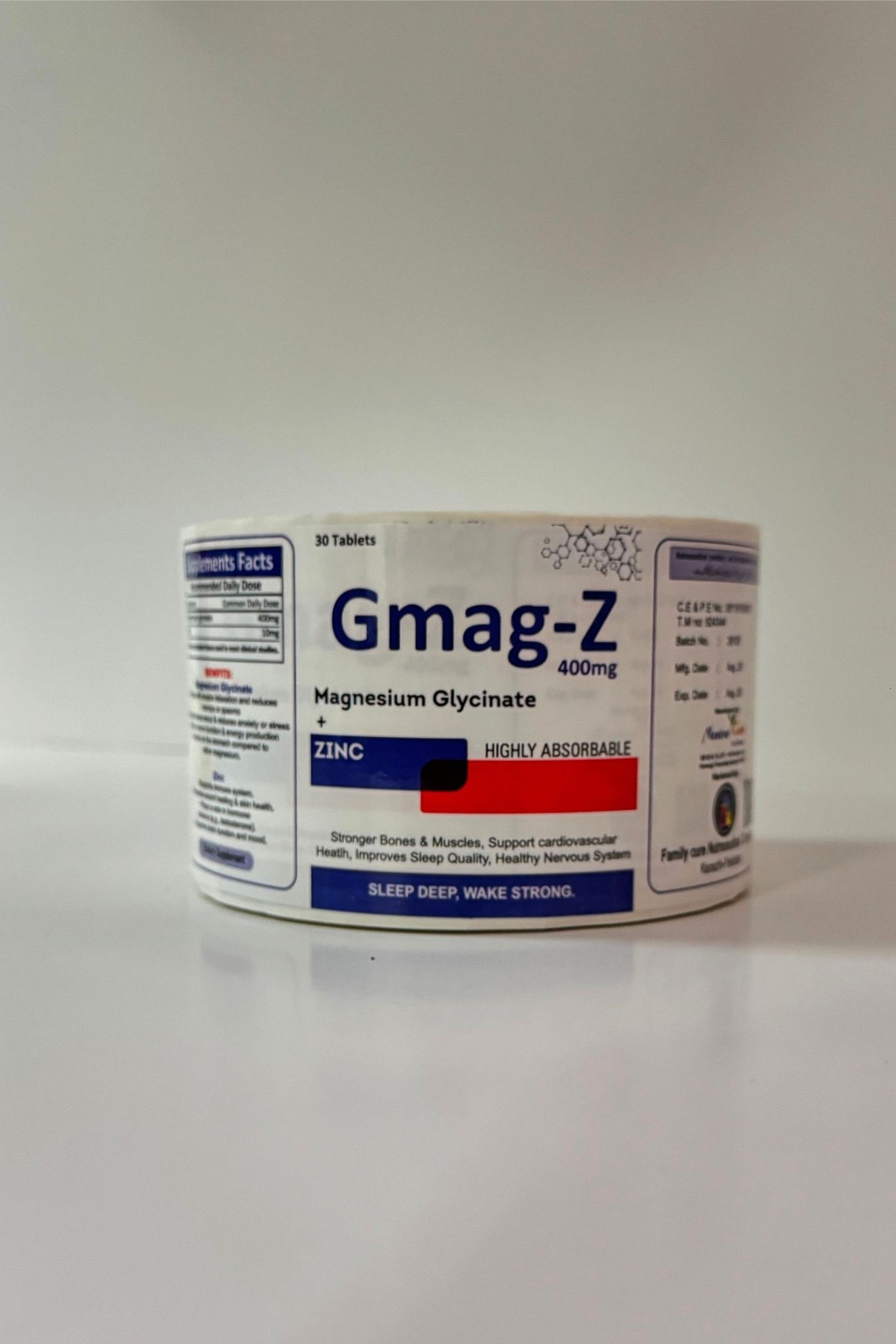 Gmag-Z supplement label
