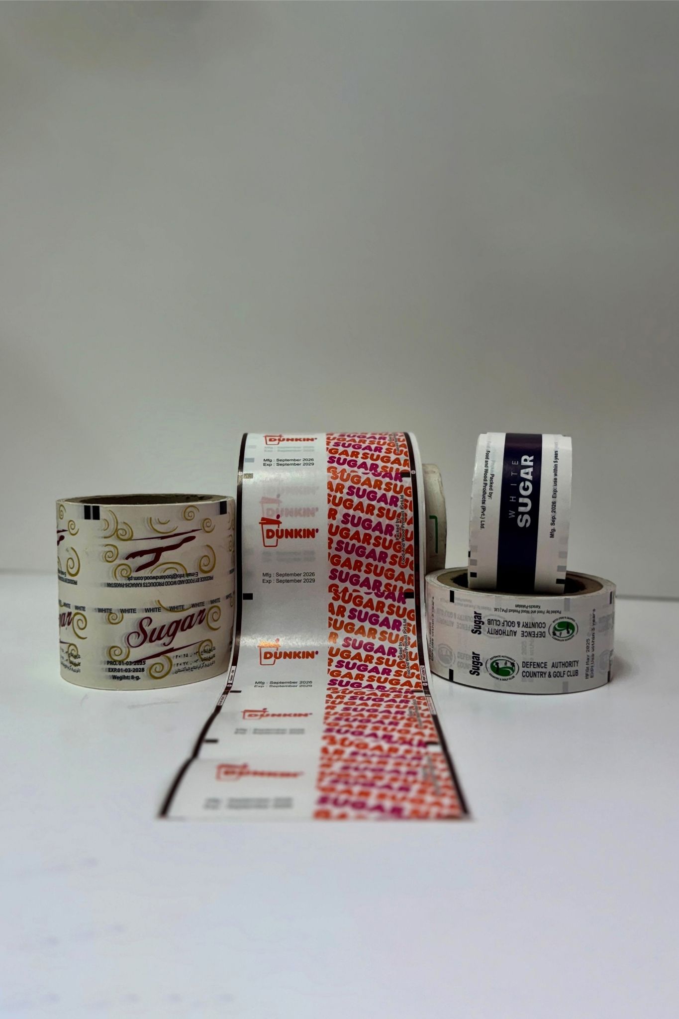 Dunkin film and Sugar printed tape rolls