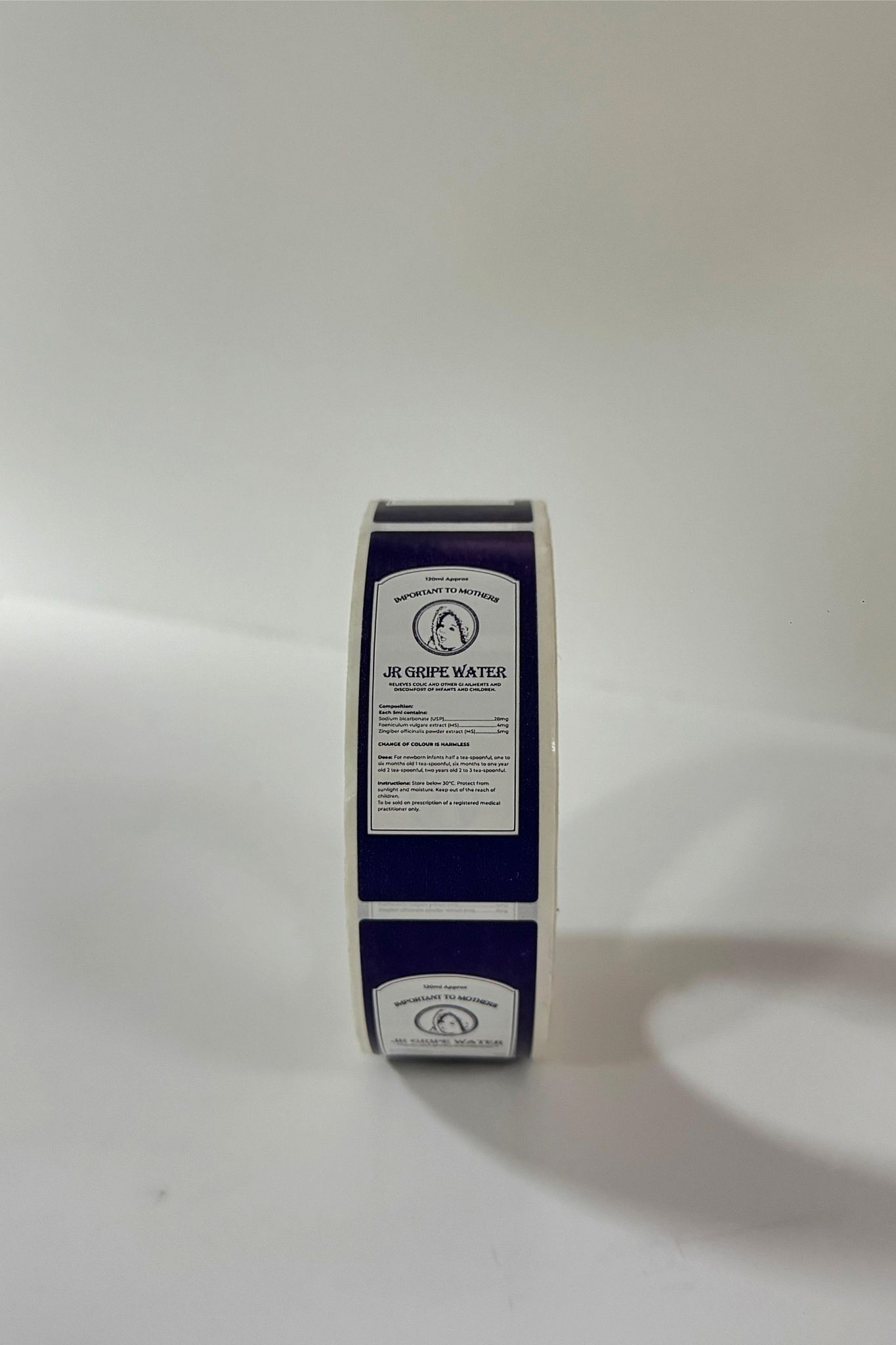 JR gripe water label roll