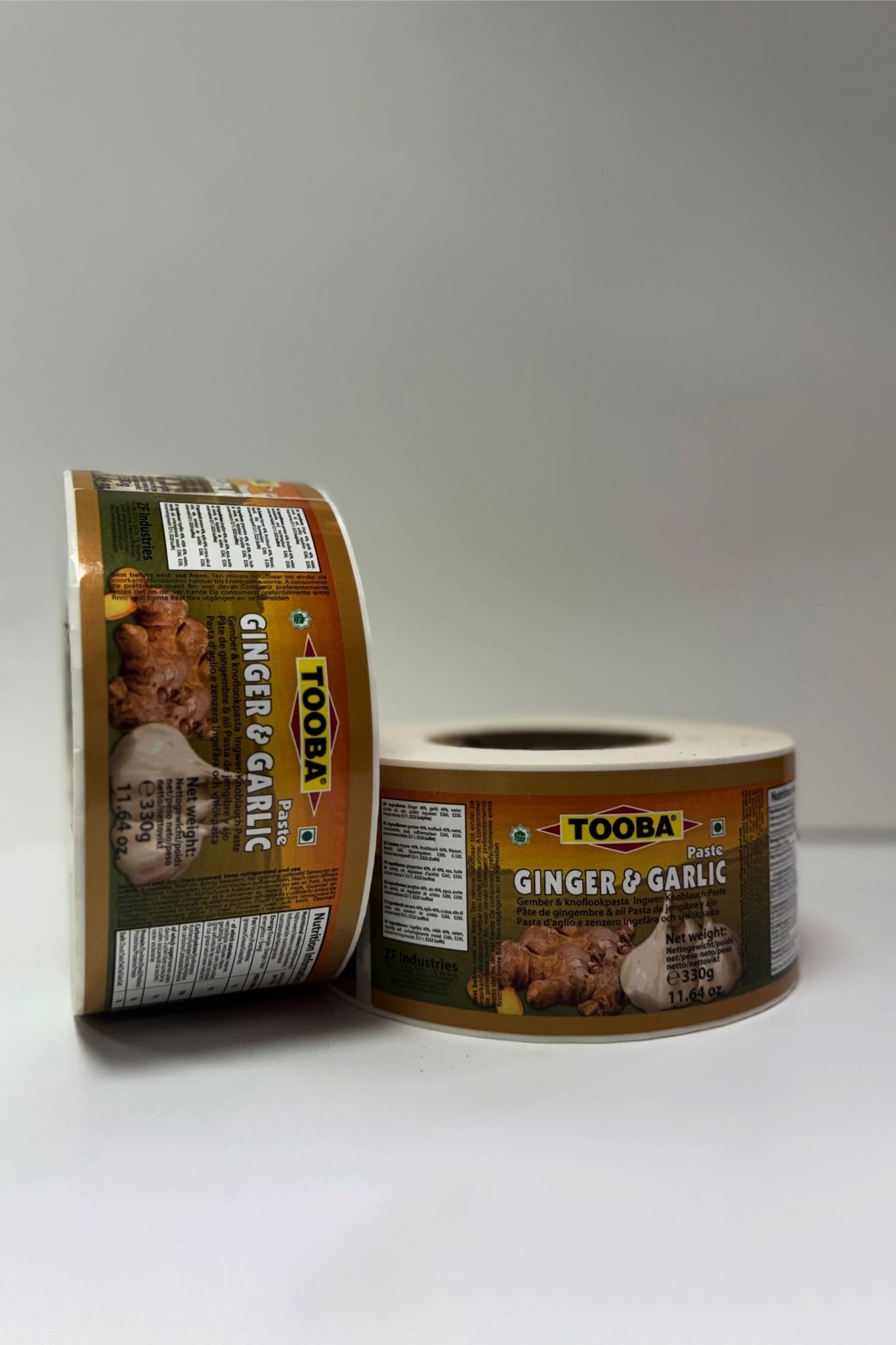 Tooba ginger garlic paste labels