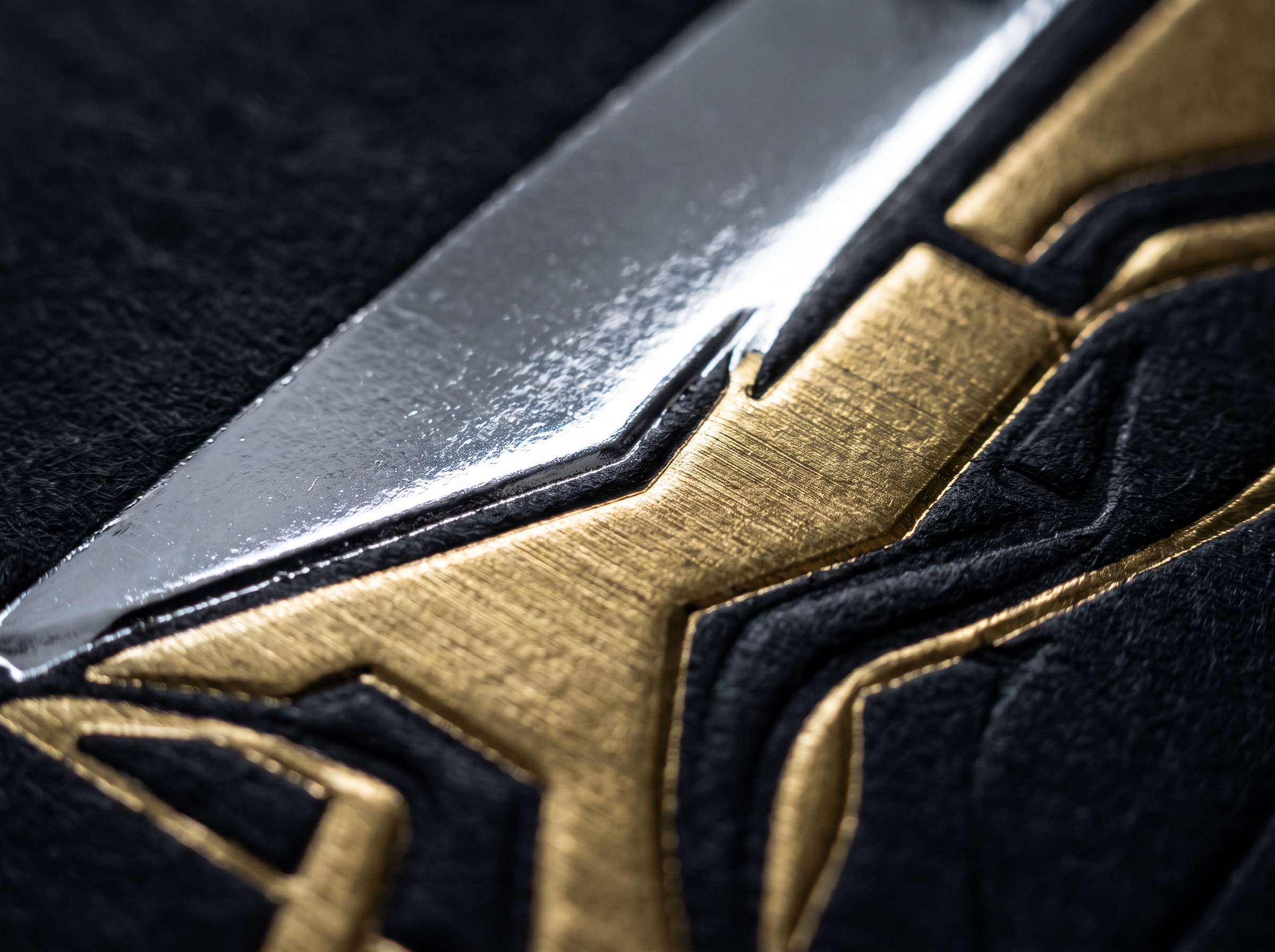 Close-up gold foil embossing on a calendar cover